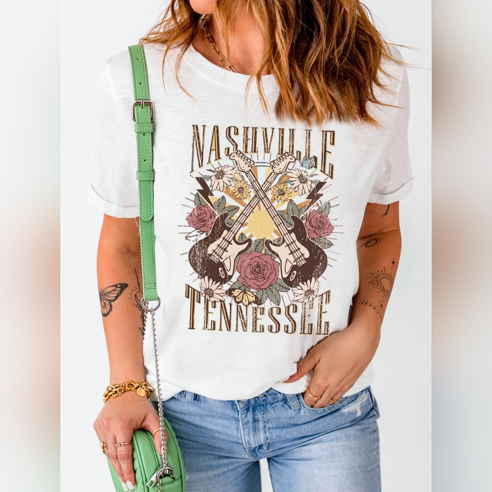 NASHVILLE TENNESSEE Cuffed Tee Shirt